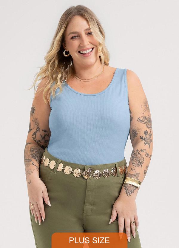 Regata Plus Size em Canelado Amarelo