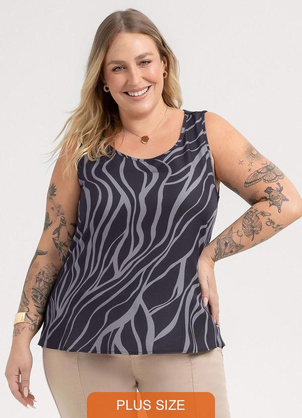 Regata Plus Size em Misturinha Preto