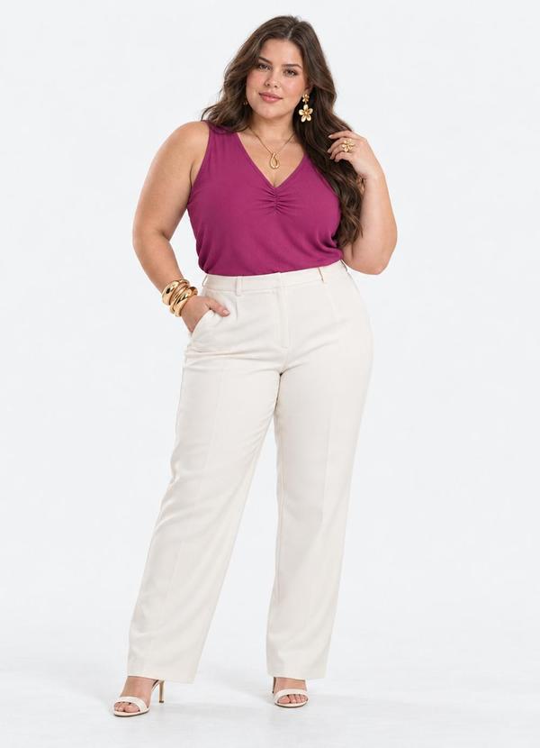 Regata Plus Size em Ribana Canelada Roxo