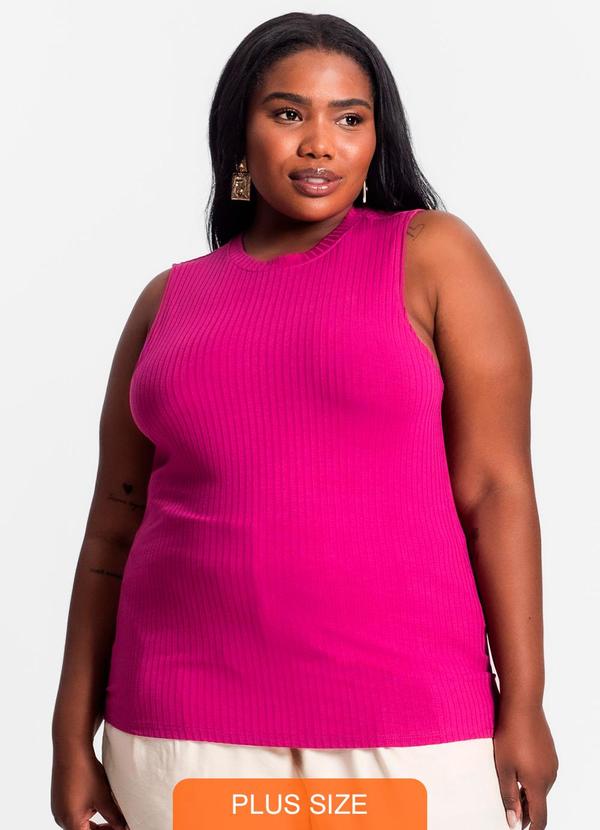 Regata Plus Size em Ribana Canelada Roxo