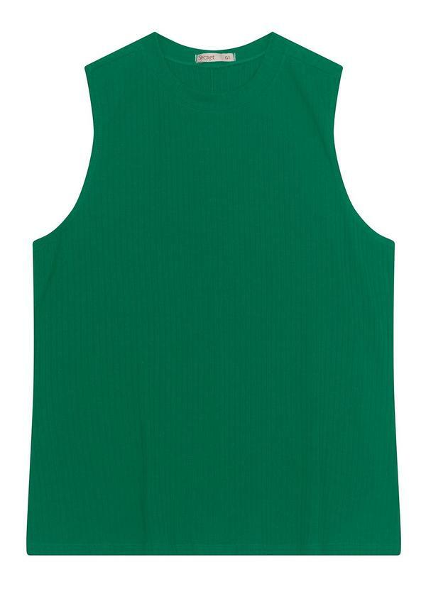 Regata Plus Size em Ribana Canelada Verde