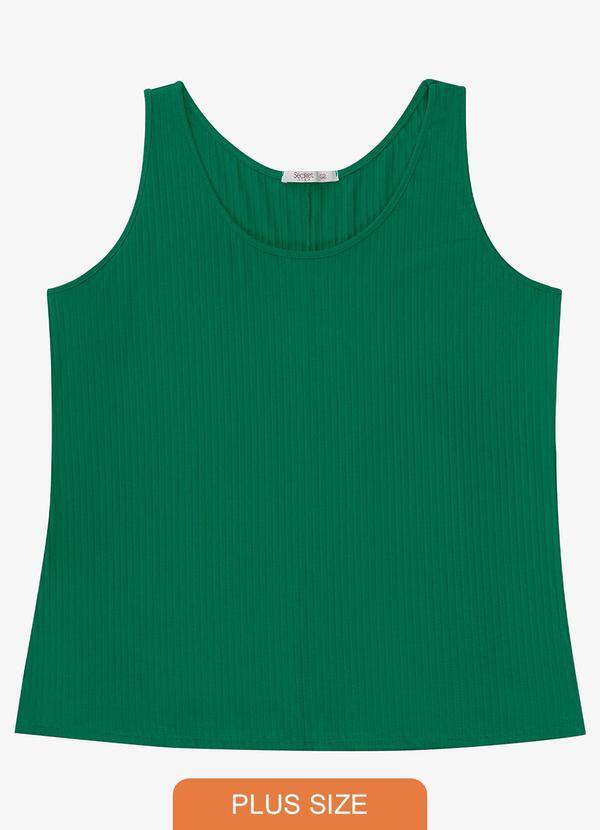 Regata Plus Size em Ribana Canelada Verde