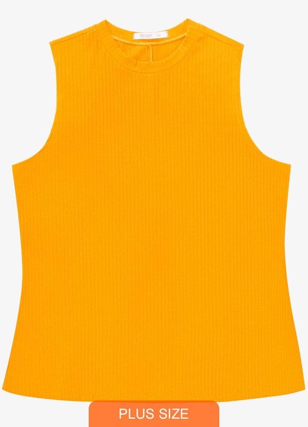 Regata Plus Size em Ribana Amarelo