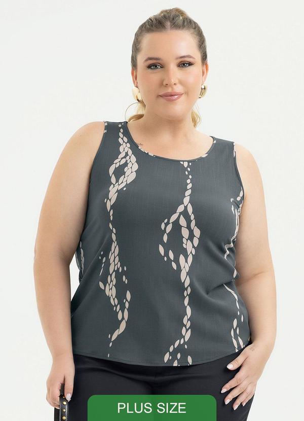 Regata Plus Size em Viscose Cinza Escuro