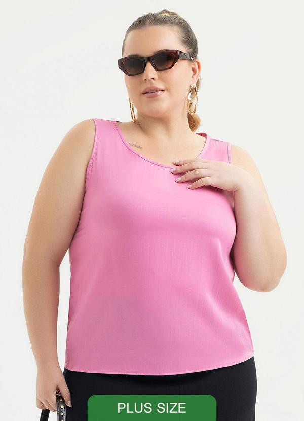 Regata Plus Size em Viscose Rosa