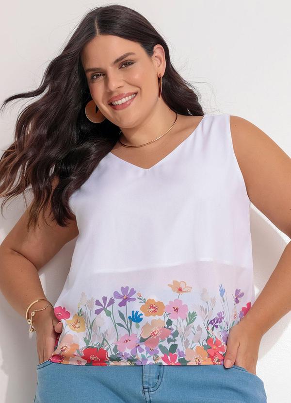 Regata em Crepe Flores Branco