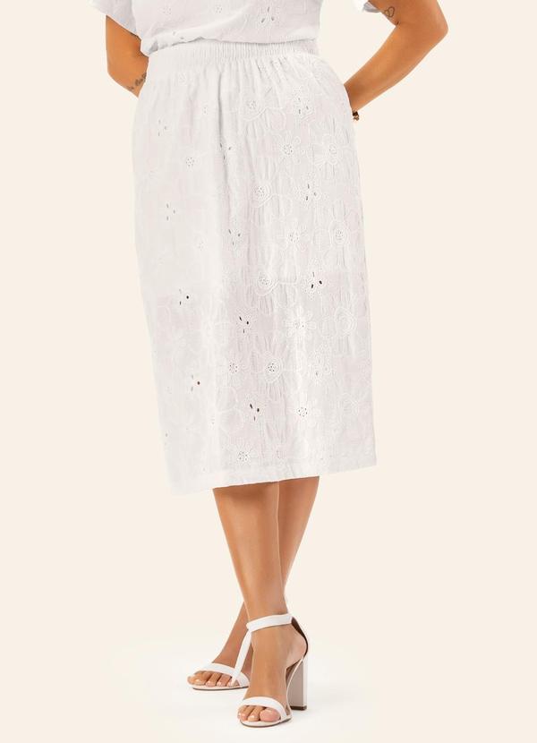 Saia Feminina Plus Midi Bege
