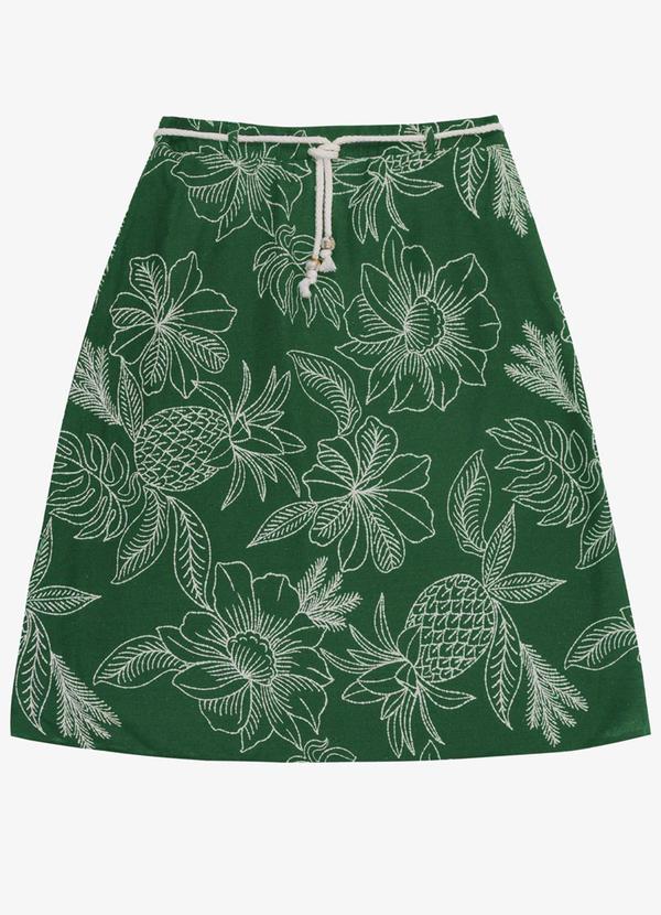 Saia Feminina Plus Midi com Cinto Verde