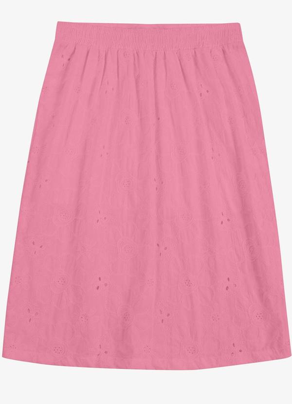 Saia Feminina Plus Midi Rosa