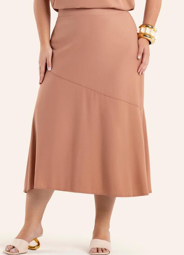 Saia Feminina Super Midi Viscose Marrom
