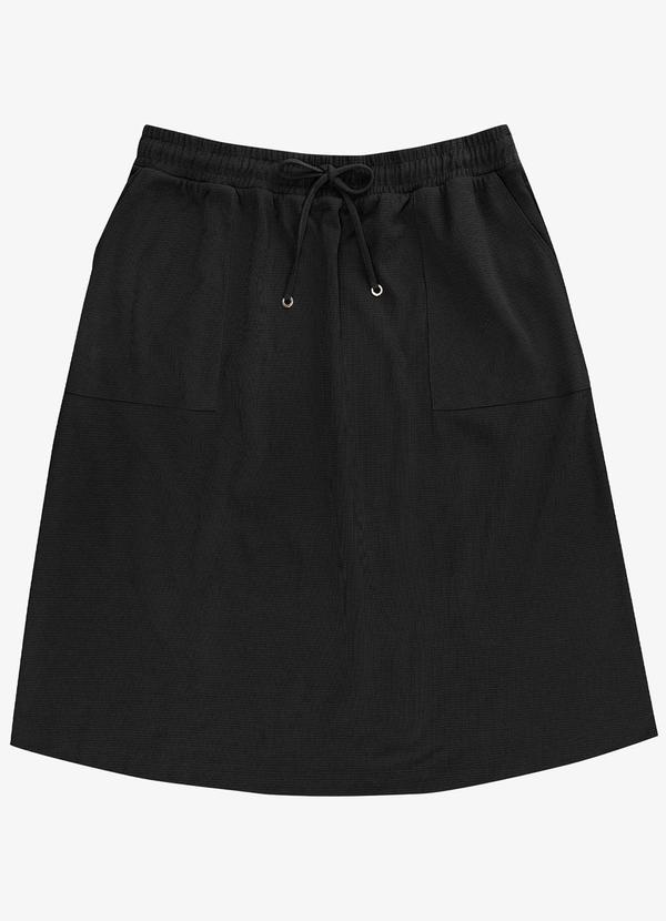 Saia Midi com Bolso Plus Size Preto