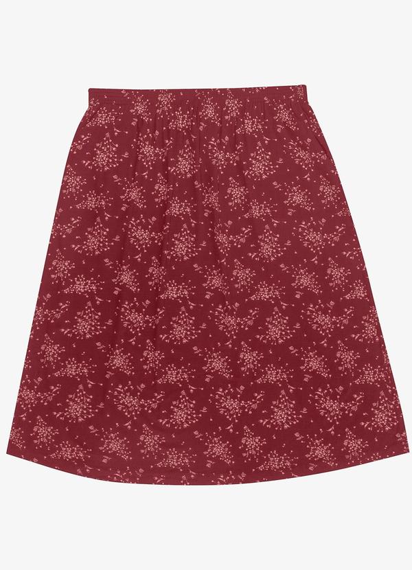 Saia Midi Estampada Plus Size Vermelho