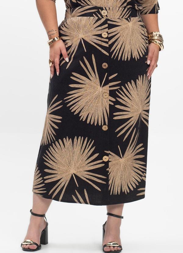 Saia Midi Feminina Plus Size Preto