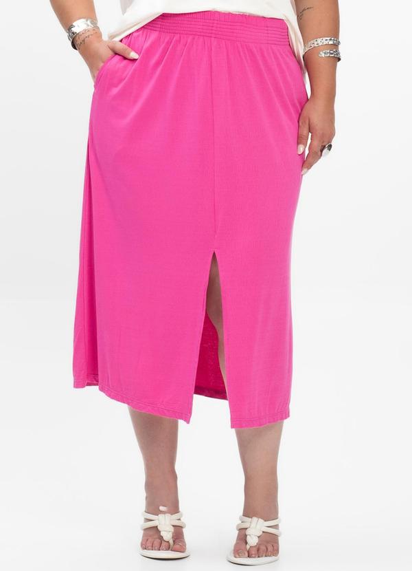 Saia Midi Feminina Plus Size Rosa