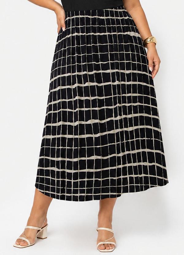 Saia Midi Plus em Malha Visco Premiere Preto