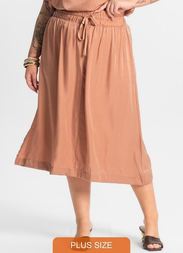 Saia Midi Plus Size Marrom