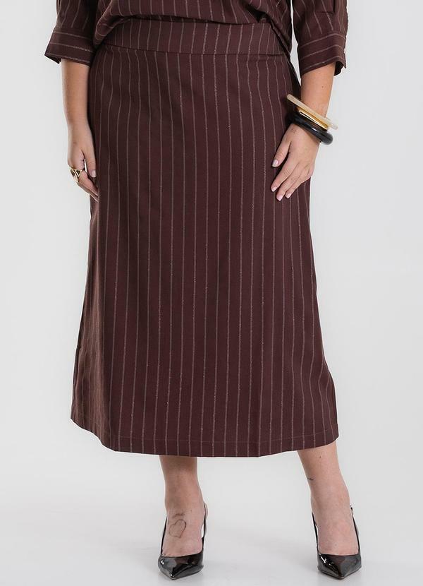 Saia Midi Twill Plus Size Marrom