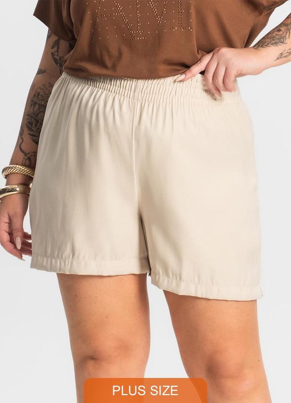 Shorts Tecido Favo Plus Size Bege