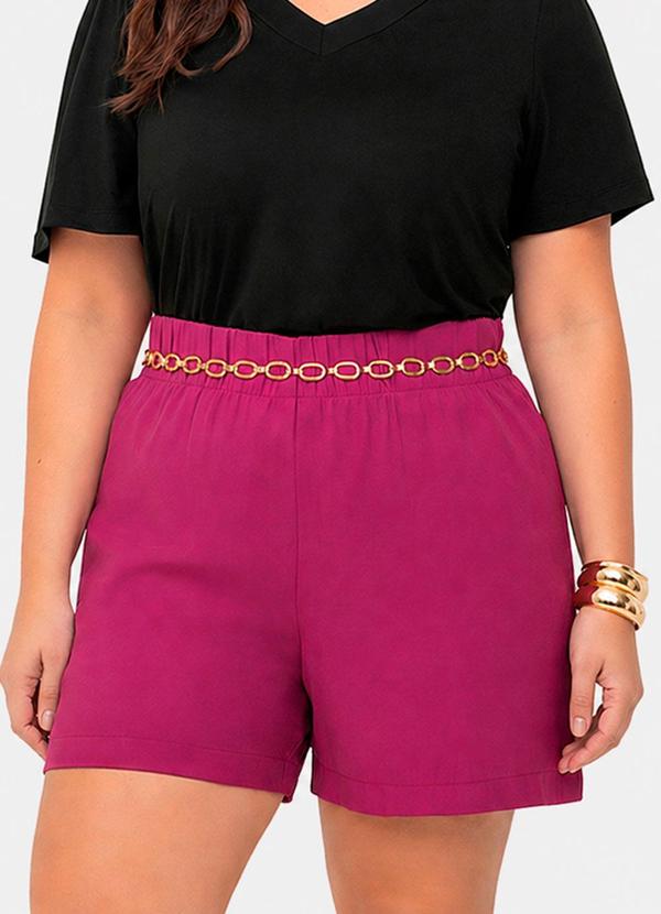 Shorts Tecido Favo Plus Size Roxo