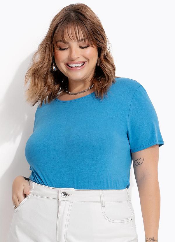 Blusa Azul em Malha de Viscose