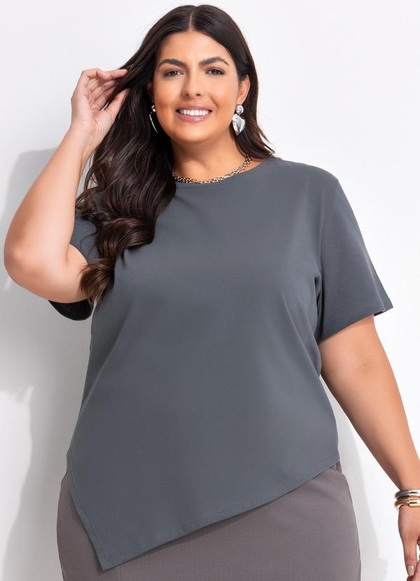 Blusa Cinza em Malha de Algodão