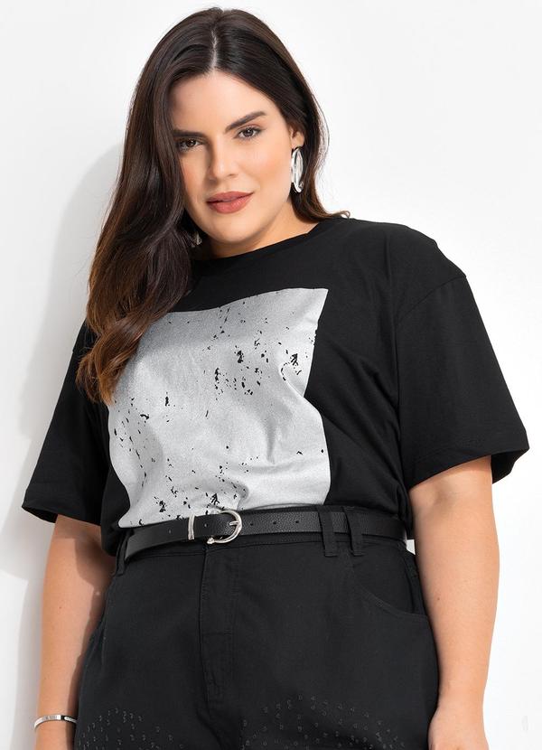 Blusa Preta em Malha de Algodão