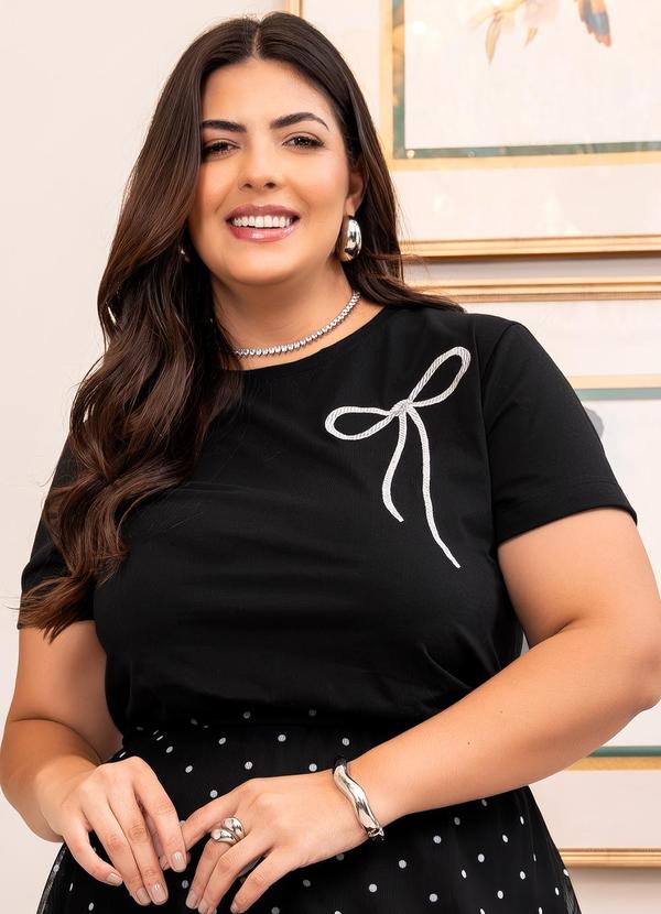 Blusa Preta em Malha de Algodão