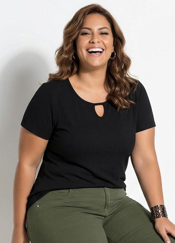 Blusa Preto Plus Size Marguerite