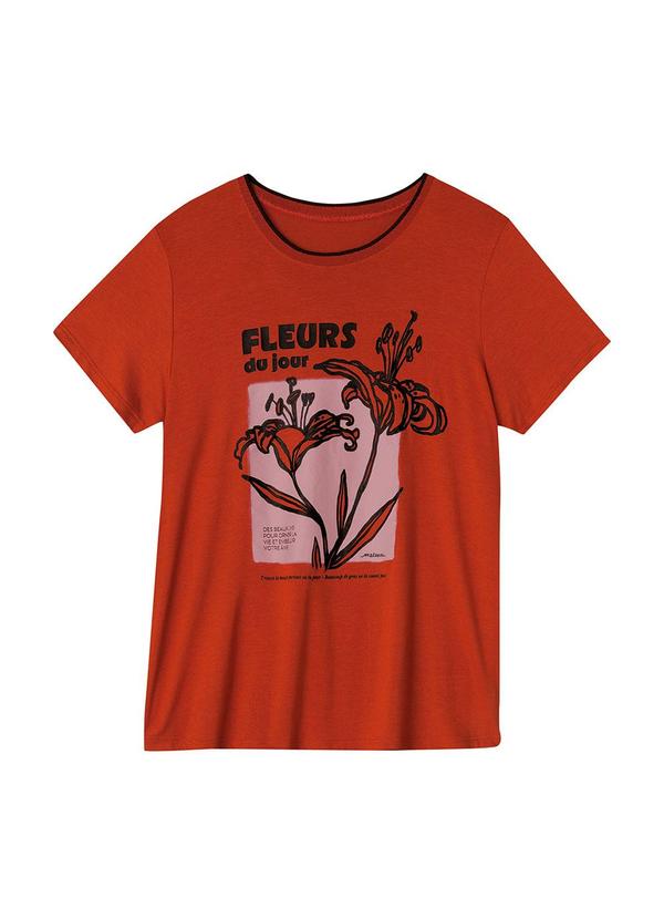 Camiseta Ampla Fleurs Du Jour Plus Terracota