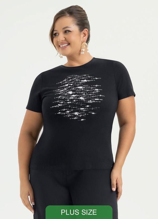 T-Shirt Plus Size em Algodão Preto