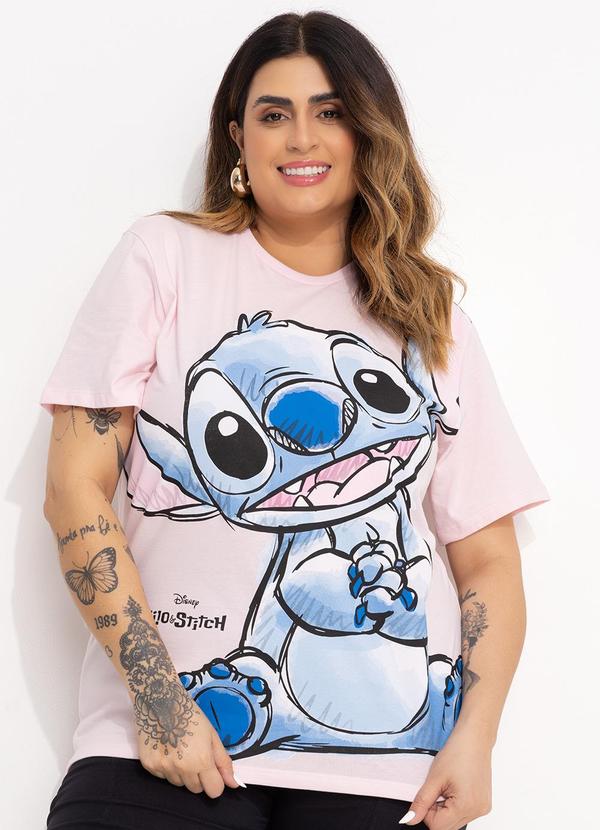 T-Shirt Rosa em Malha de Algodão Penteado