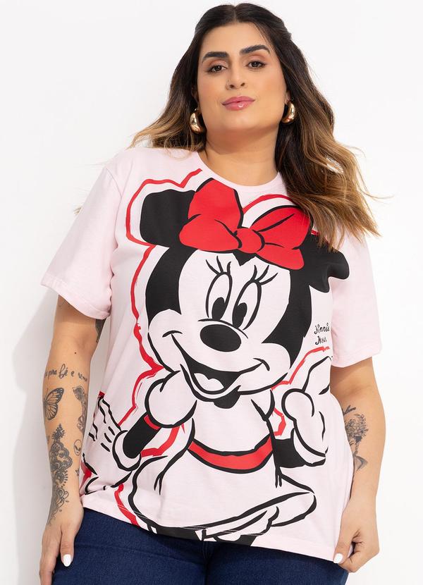T-Shirt Rosa em Malha de Algodão Penteado