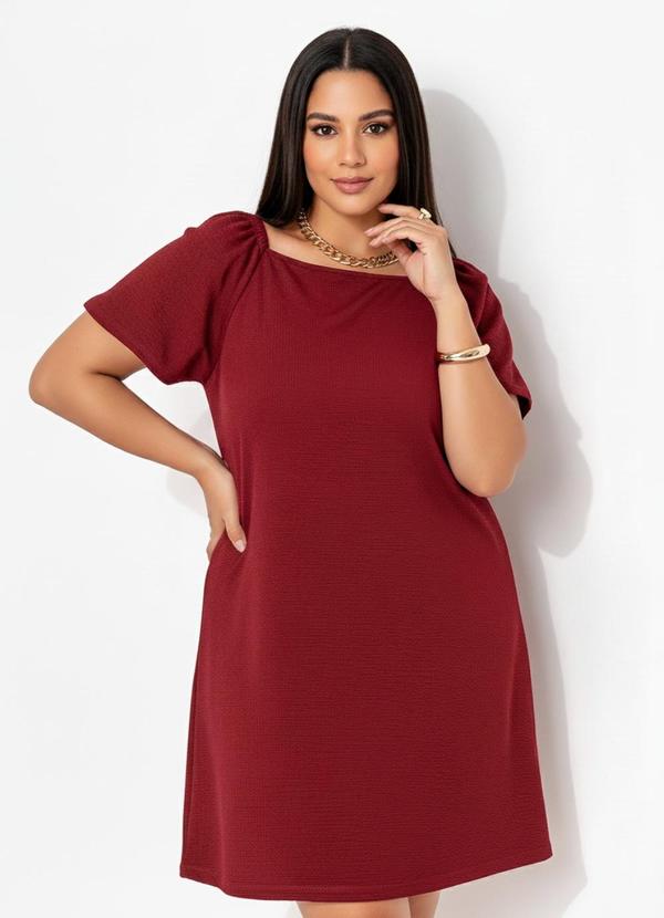 Vestido Bordô em Malha Anarruga