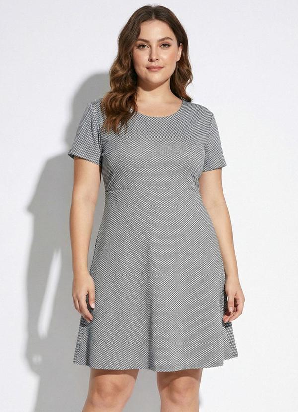 Vestido Cinza Malha Colméia