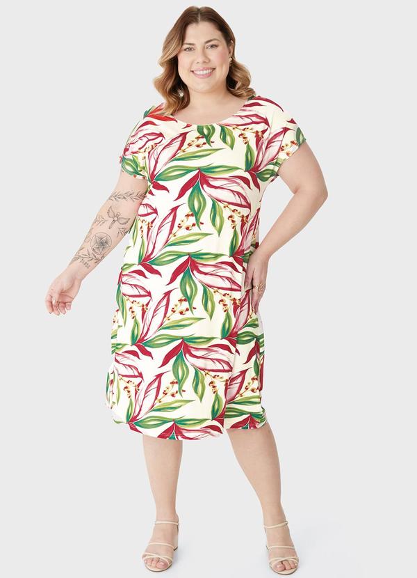 Vestido Curto Folhagens em Malha PlusVerde