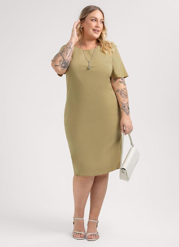 Vestido Curto Plus Size em Viscose Marrom