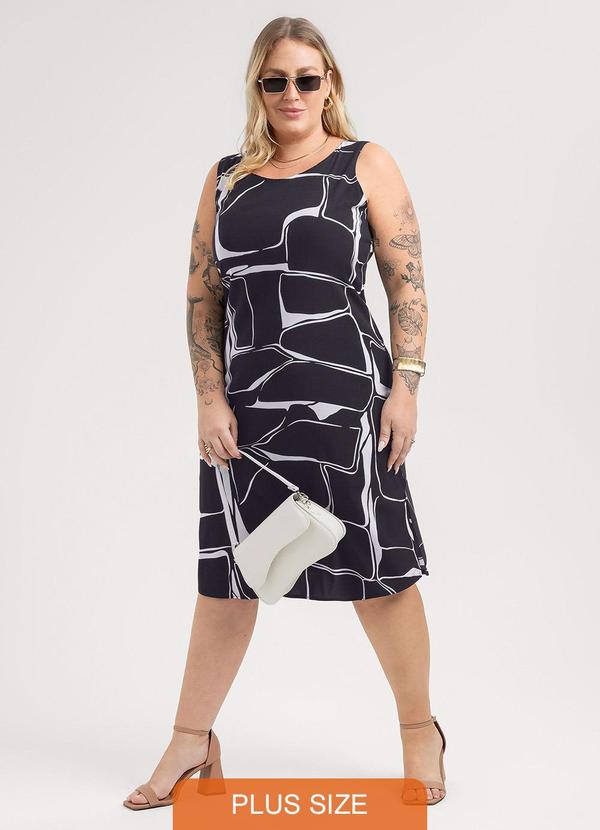 Vestido Curto Plus Size em Viscose Preto