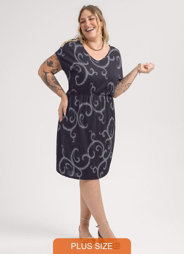 Vestido Curto Plus Size em Viscose Preto