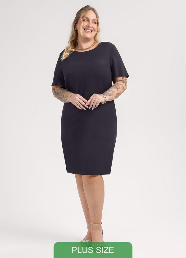 Vestido Curto Plus Size em Viscose Preto