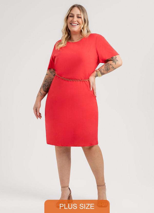 Vestido Curto Plus Size em Viscose Vermelho