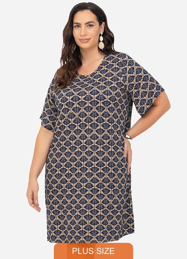 Vestido Estampado Plus Size Marrom