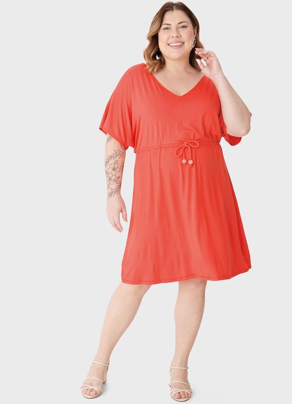 Vestido Evasê com Amarração PlusLaranja