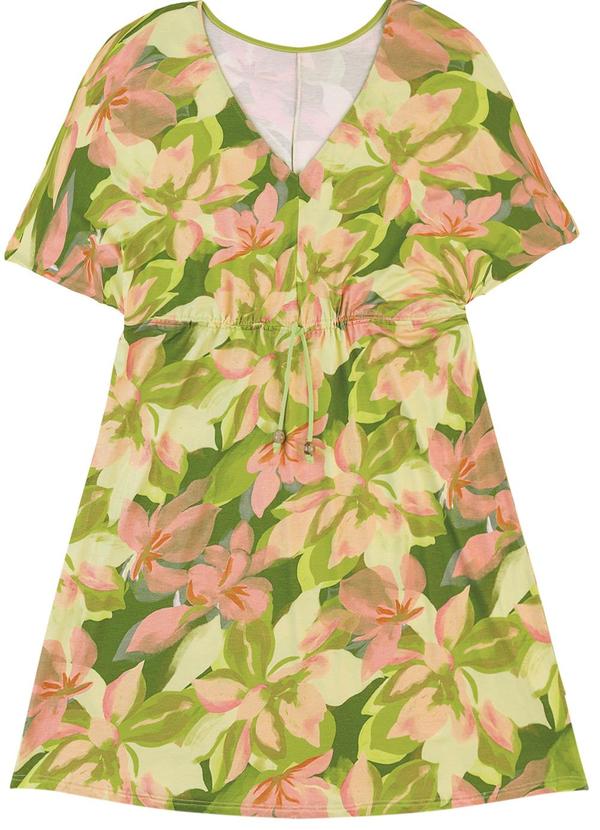 Vestido Evasê Tropical com Amarração PlusVerde