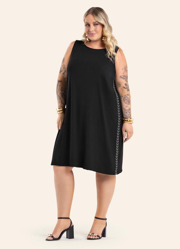Vestido Feminino Curto com Retilinea Preto