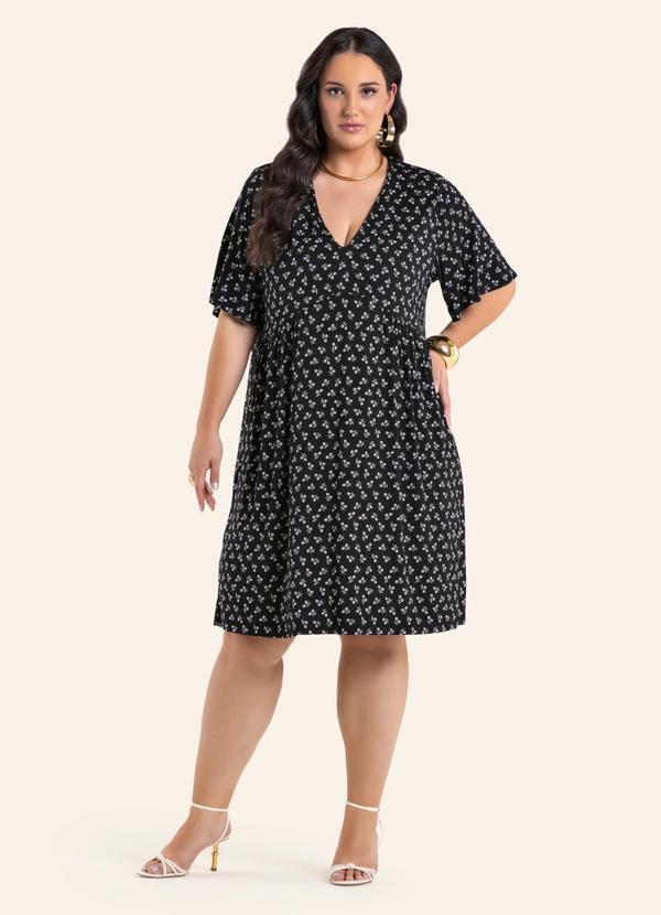 Vestido Feminino Curto Manga Ampla Preto