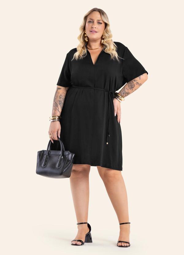 Vestido Feminino Curto Viscose Sarjada Preto