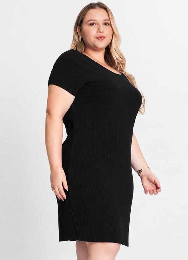 Vestido Feminino em Ribana Plus Size Preto