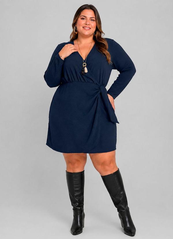 Vestido Feminino Manga Longa Curto Azul