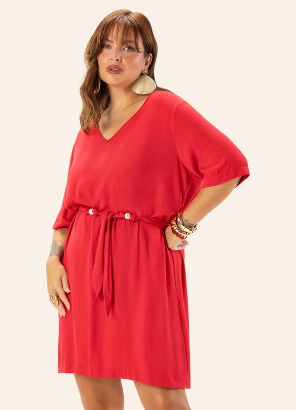 Vestido Feminino Plus Curto Decote V Laranja