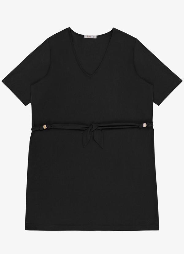 Vestido Feminino Plus Curto Decote V Preto
